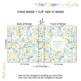 Yellow & Blue Flowers Personalized 2" 3 Ring Recipe Book Binder
