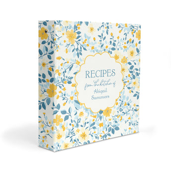 Yellow & Blue Flowers Personalized 2" 3 Ring Recipe Book Binder