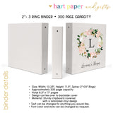 Flowers Wreath Personalized 2" 3 Ring Recipe Book Binder