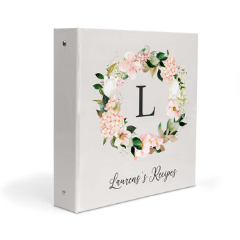Flowers Wreath Personalized 2" 3 Ring Recipe Book Binder