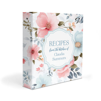 Pastel Flowers Personalized 2" 3 Ring Recipe Book Binder