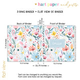 Pastel Flowers Personalized 2" 3 Ring Binder