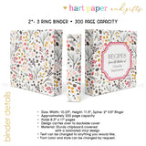Cottage Flowers Personalized 2" 3 Ring Recipe Book Binder