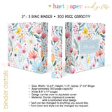 Pastel Flowers Personalized 2" 3 Ring Binder