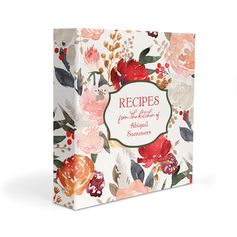 Autumn Fall Flowers Personalized 2" 3 Ring Recipe Book Binder