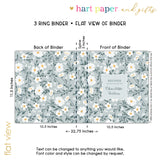 Daisy Blue Flowers Personalized 2" 3 Ring Recipe Book Binder