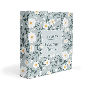 Daisy Blue Flowers Personalized 2" 3 Ring Recipe Book Binder