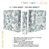 Daisy Blue Flowers Personalized 2" 3 Ring Recipe Book Binder