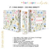 Pastel Flowers Personalized 2" 3 Ring Binder
