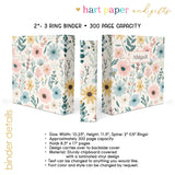 Pastel Flowers Personalized 2" 3 Ring Binder