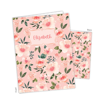 Pink Rose Flowers Personalized 2-Pocket Folder