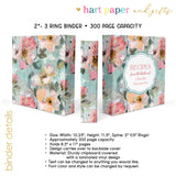 Flowers Personalized 2" 3 Ring Recipe Book Binder