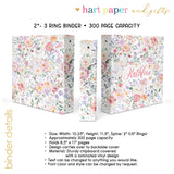 Pastel Flowers Personalized 2" 3 Ring Binder