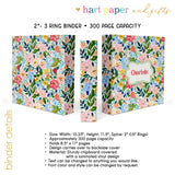 Rainbow Flowers Personalized 2" 3 Ring Binder