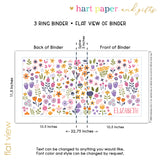 Retro Rainbow Flowers Personalized 2" 3 Ring Binder