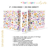 Retro Rainbow Flowers Personalized 2" 3 Ring Binder