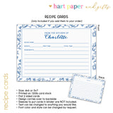 Blue Chinoiserie Flowers Personalized 2" 3 Ring Recipe Book Binder