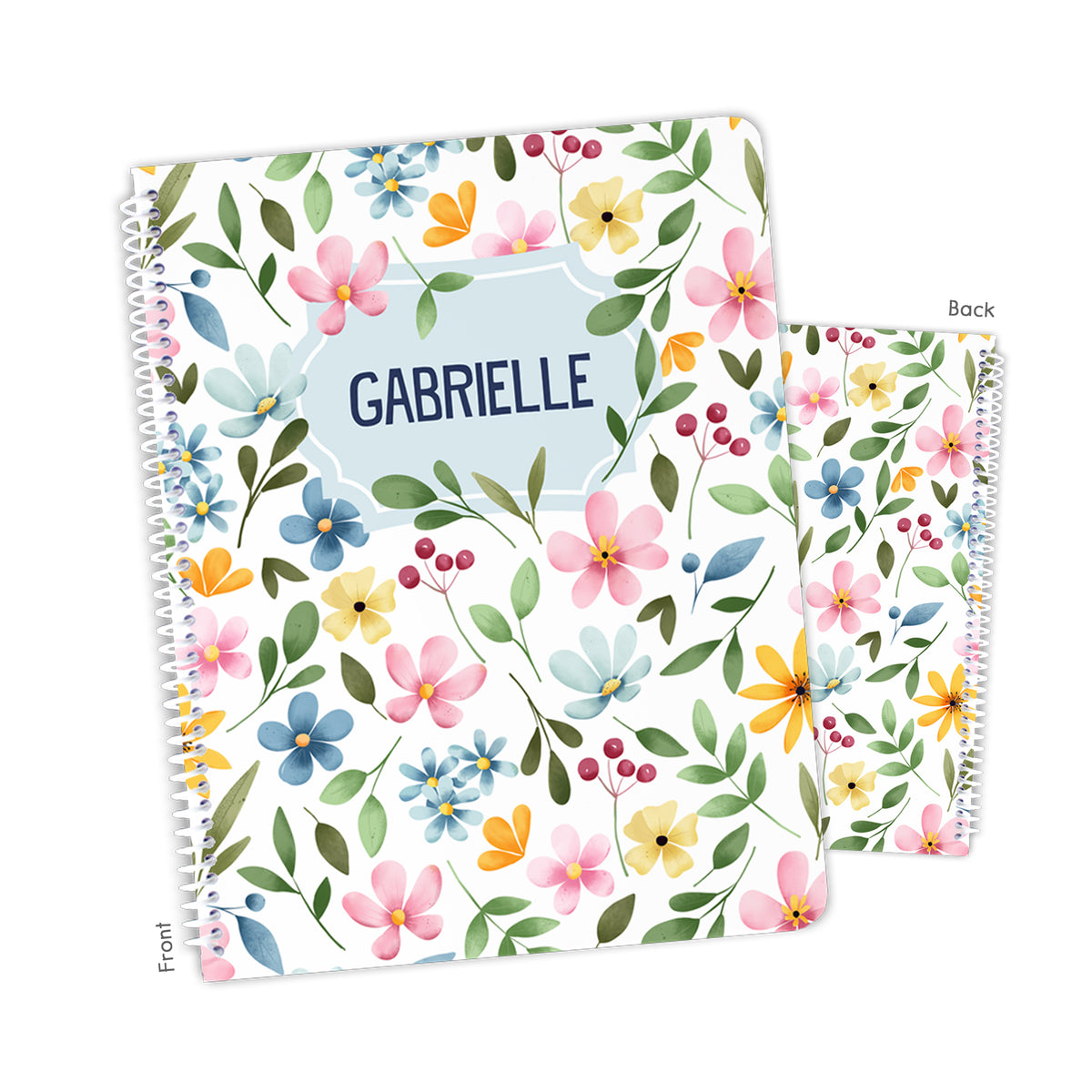 Rainbow Flowers Personalized Custom Notebook or Sketchbook • School Office Supplies