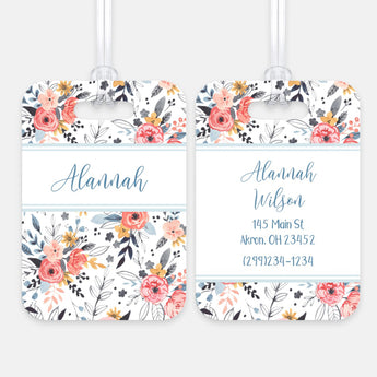 Vintage Flowers Luggage Bag Tag