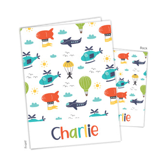 Balloons Airplane Helicopter Personalized 2-Pocket Folder