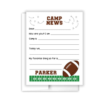 Football Sports Summer Camp Camping Note Cards Stationery • Fill in Blank, Lined or Blank Cards