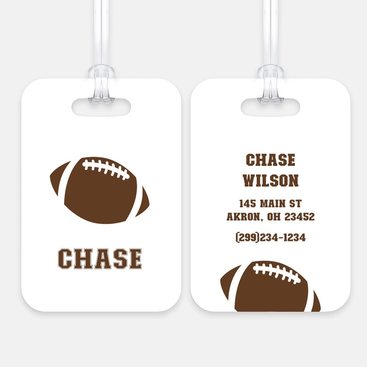 Football Sports Luggage Bag Tag Personalized Custom