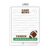 Football Sports Summer Camp Camping Note Cards Stationery • Fill in Blank, Lined or Blank Cards