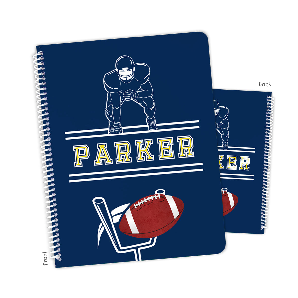Football Sports Personalized Custom Notebook or Sketchbook • School Office Supplies