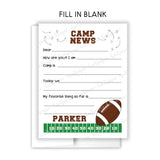 Football Sports Summer Camp Camping Note Cards Stationery • Fill in Blank, Lined or Blank Cards