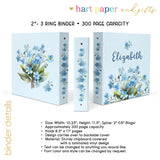 Forget Me Not Flowers Personalized 2" 3 Ring Binder