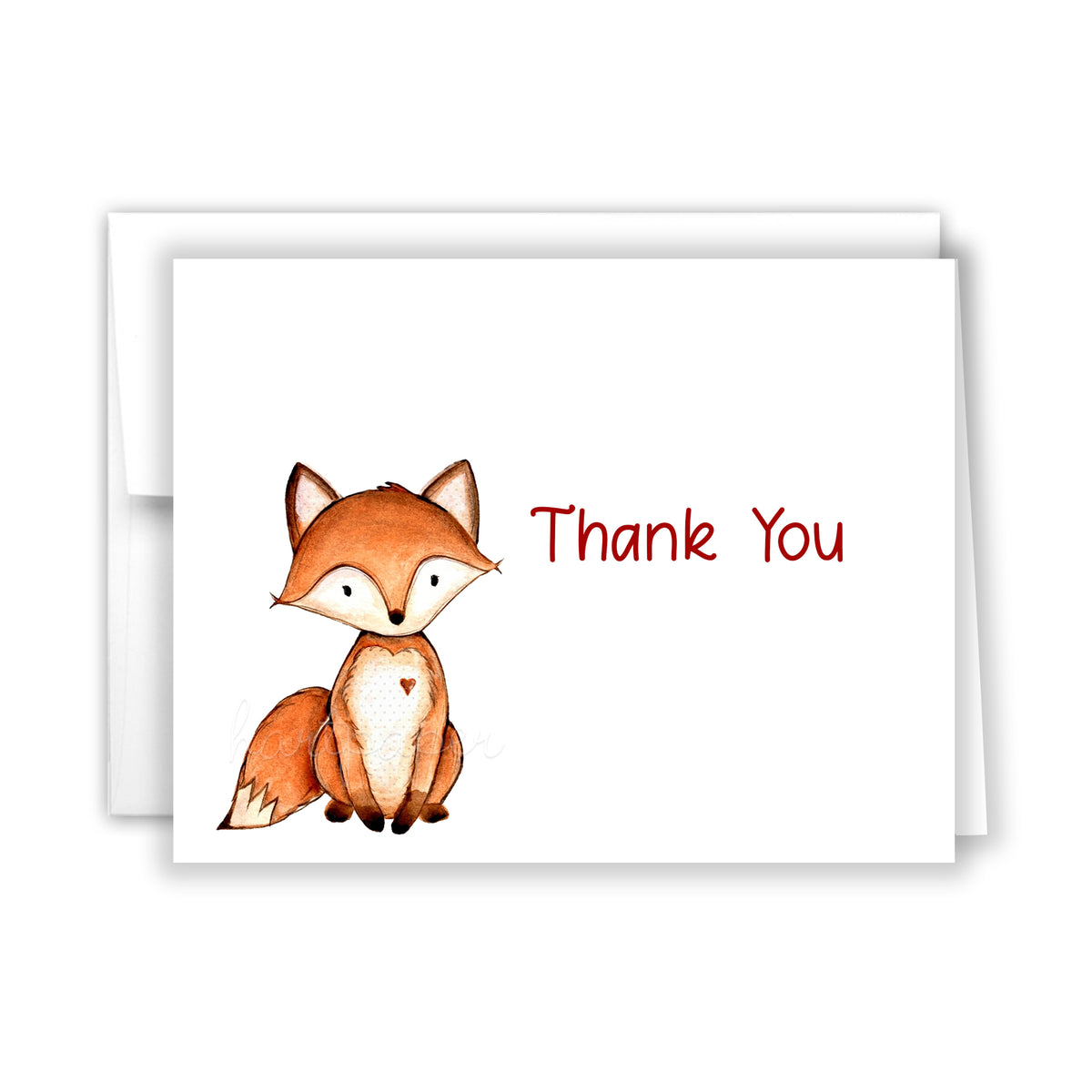 Fox Thank You Cards Note Card Personalized Custom Stationery • Flat or Folded