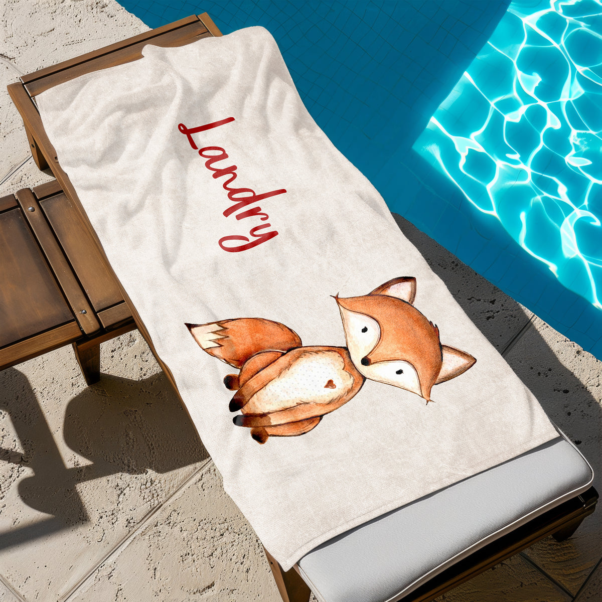 Fox Personalized Beach Towel • Custom 30x60 Swimming Swim Bath Bathroom Pool