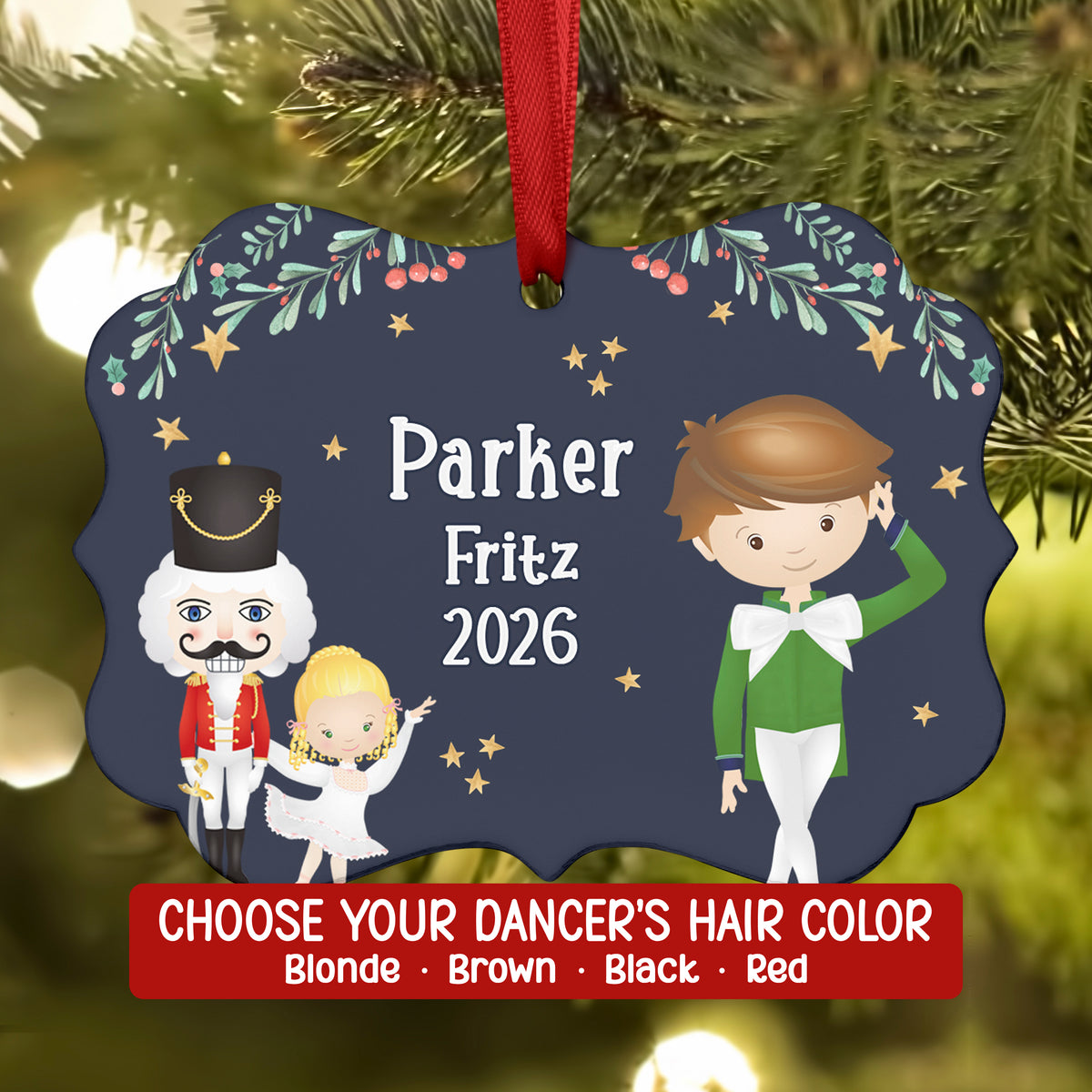 Fritz Party Boy Girl Hans Green • Nutcracker Christmas Ornament Personalized Custom Holiday Decor Gift Boy Girl Ballerina Ballet
