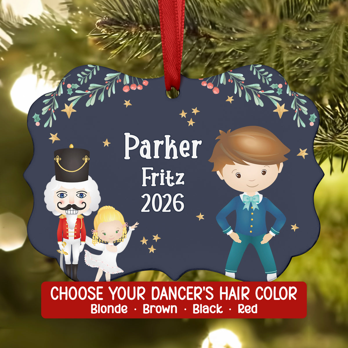 Fritz Party Boy Girl Blue • Nutcracker Christmas Ornament Personalized Custom Holiday Decor Gift Boy Girl Ballerina Ballet