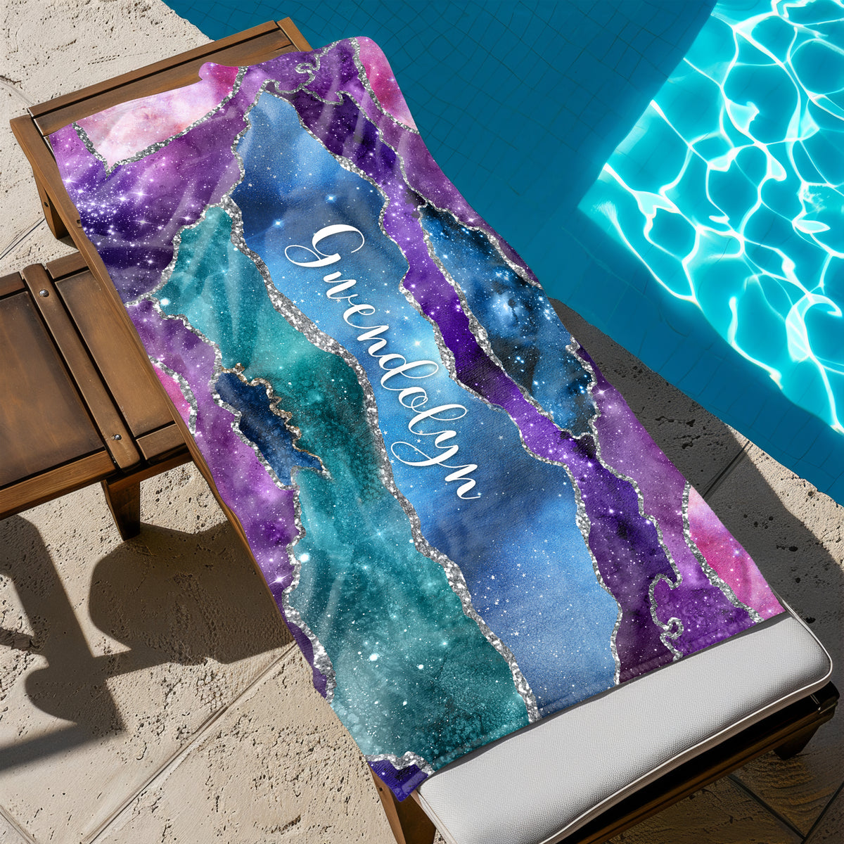 Galaxy Personalized Beach Towel • Custom 30x60 Swimming Swim Bath Bathroom Pool