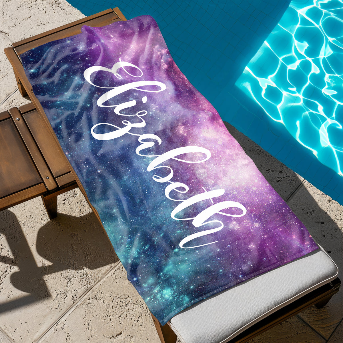 Galaxy Personalized Beach Towel • Custom 30x60 Swimming Swim Bath Bathroom Pool