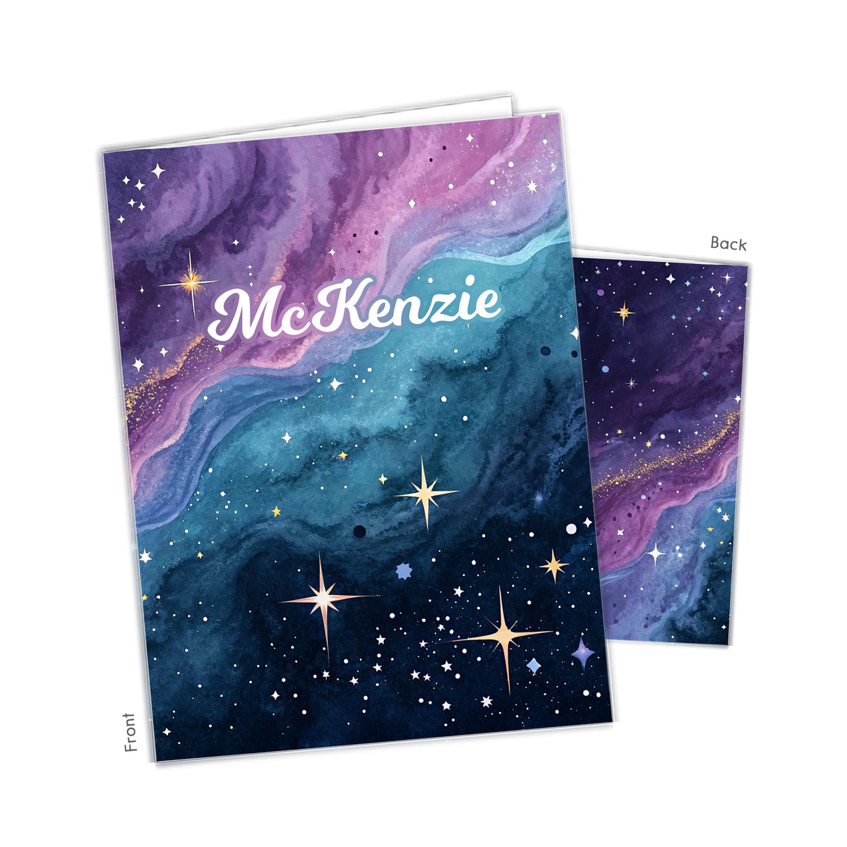 Rainbow Stars Galaxy Personalized Custom 2-Pocket Folder • School Office Supplies