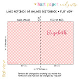 Pink Gingham Personalized Notebook or Sketchbook