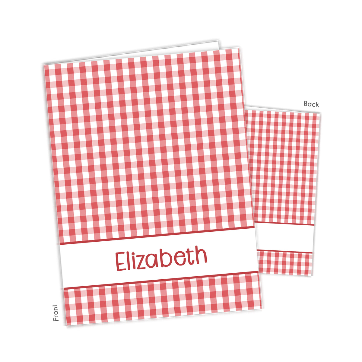 Red Gingham Personalized Custom 2-Pocket Folder • School Office Supplies