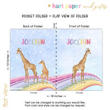 Giraffe Rainbow Personalized 2-Pocket Folder