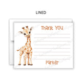Giraffe Thank You Note Card Stationery • Fill in Blank, Lined or Blank Cards