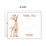 Giraffe Thank You Note Card Stationery • Fill in Blank, Lined or Blank Cards