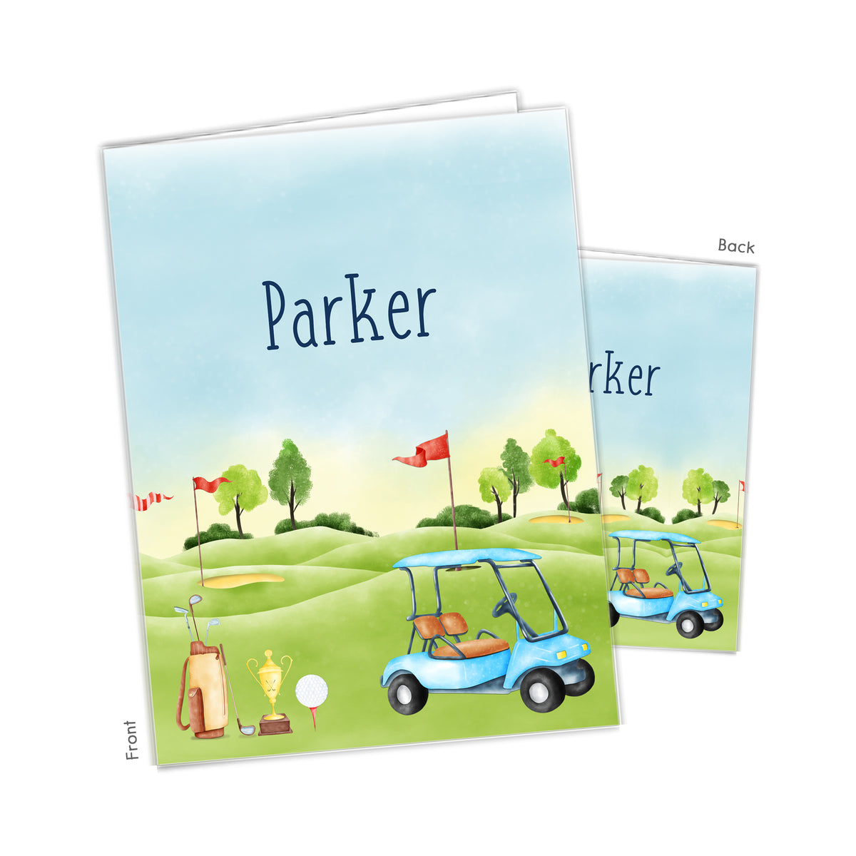 Golf Personalized Custom 2-Pocket Folder • School Office Supplies
