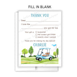 Golf Thank You Note Card Stationery • Fill in Blank, Lined or Blank Cards