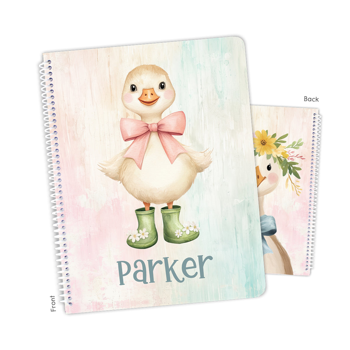 Rainbow Silly Goose Geese Personalized Custom Notebook or Sketchbook • School Office Supplies