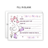 Rainbow Goose Summer Camp Camping Note Cards Stationery • Fill in Blank, Lined or Blank Cards