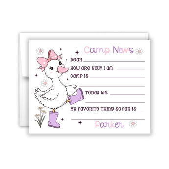 Rainbow Goose Summer Camp Camping Note Cards Stationery • Fill in Blank, Lined or Blank Cards