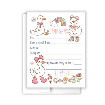 Rainbow Goose Summer Camp Camping Note Cards Stationery • Fill in Blank, Lined or Blank Cards