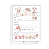 Rainbow Goose Summer Camp Camping Note Cards Stationery • Fill in Blank, Lined or Blank Cards