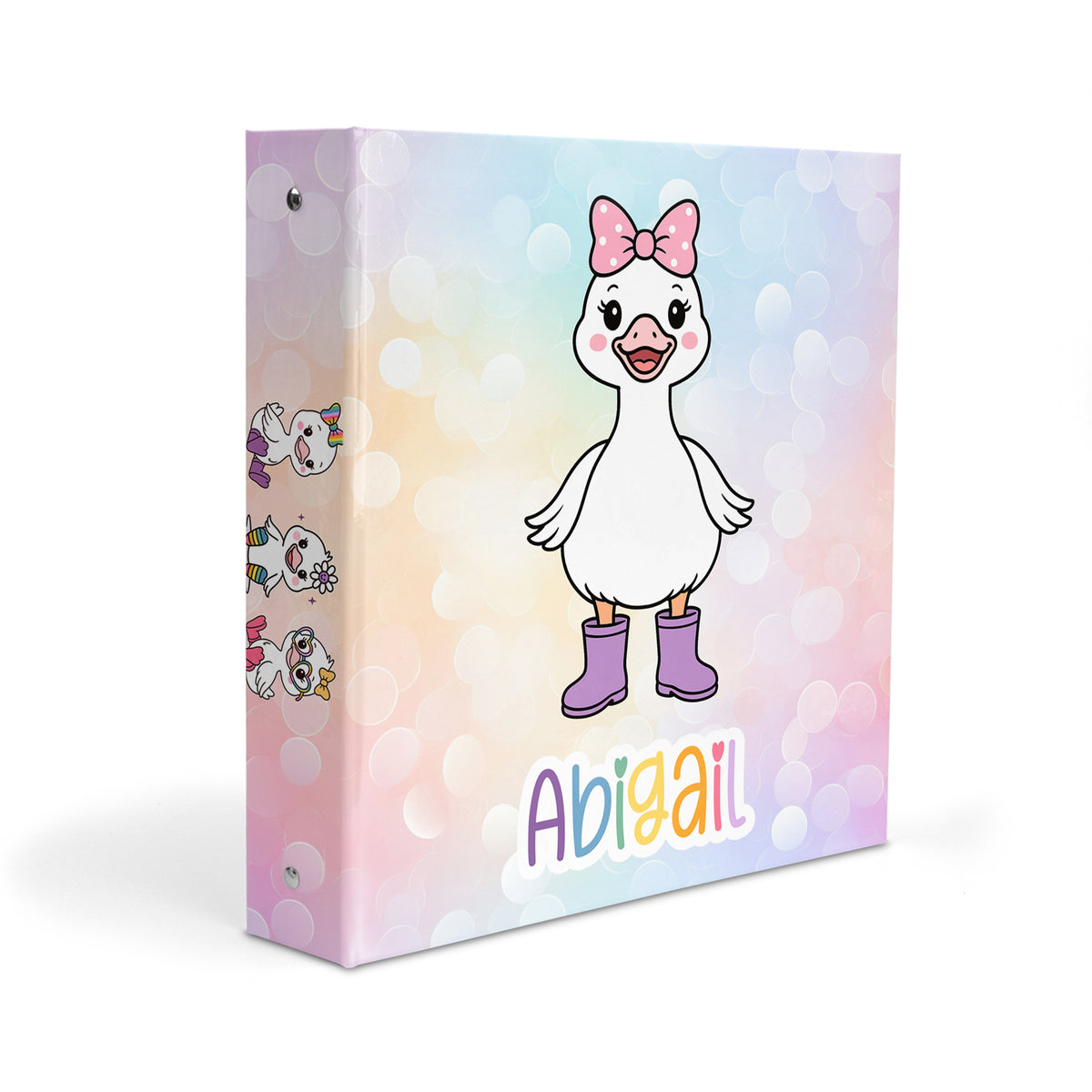 Rainbow Silly Goose Geese Personalized Custom 2" 3 Ring Binder • School Office Supplies